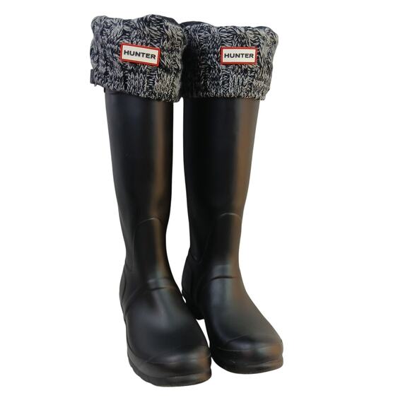 Hunter Women's SZ 9 Tall Rain Boots In Black With Removable Sock Inserts - Picture 2 of 10